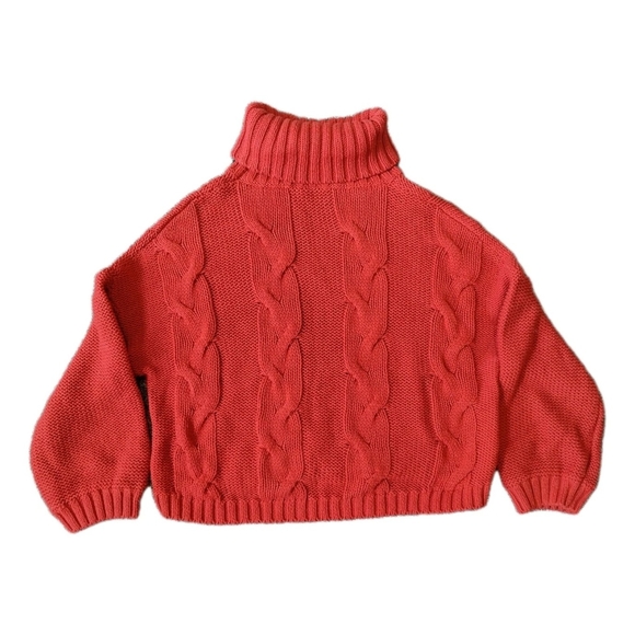 Burnt Orange Cable Knit Turtleneck Sweater - Picture 1 of 3